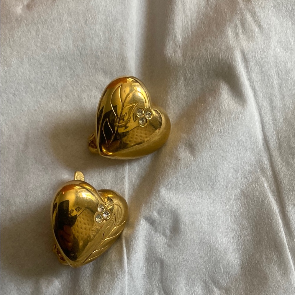 Gold Heart Clip-On Earrings